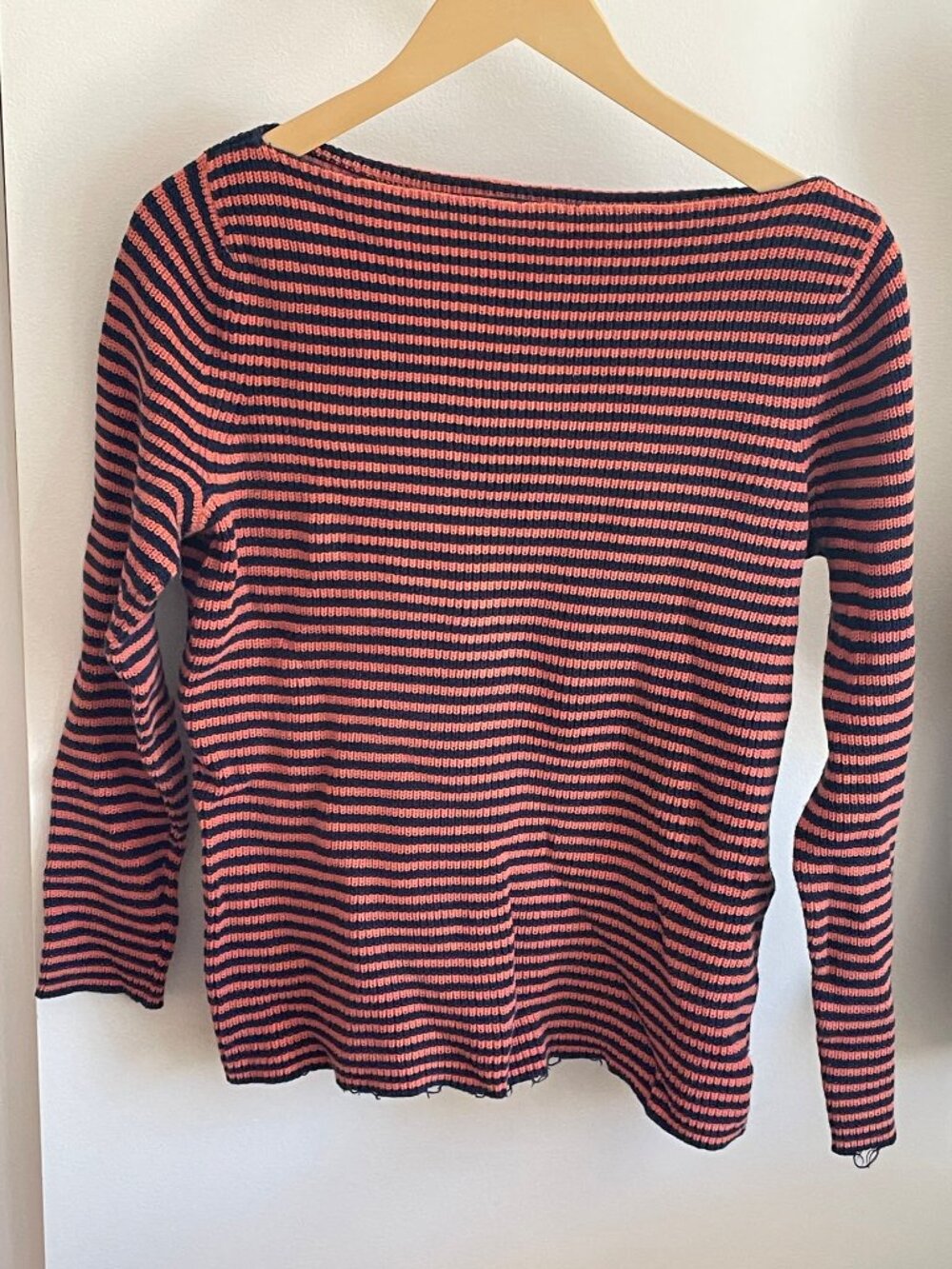 Orange and Blue Striped Boat Neck Ralph Lauren Sweater